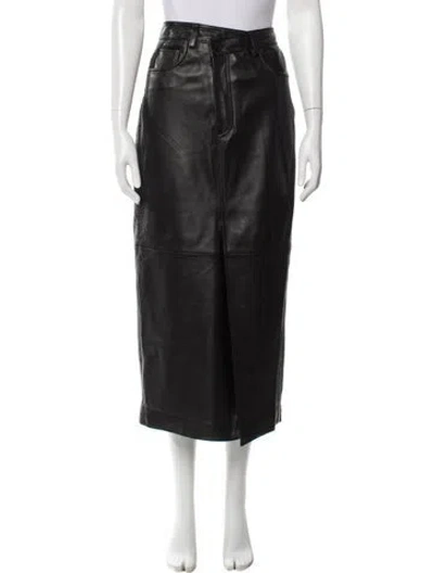 Pre-owned Allsaints Leather Midi Length Skirt In Black