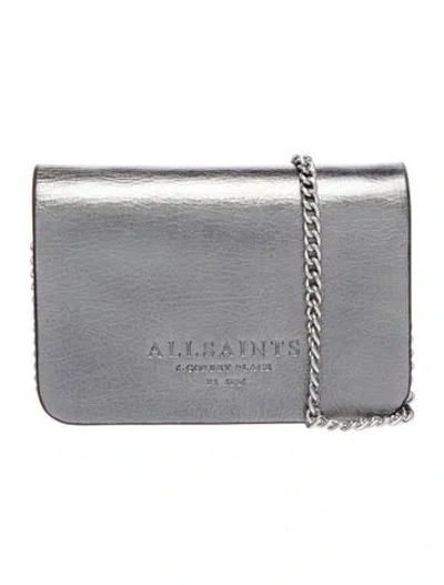 Pre-owned Allsaints Leather Minaudière In Gray