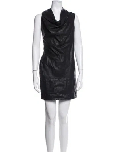 Pre-owned Allsaints Leather Mini Dress In Blue