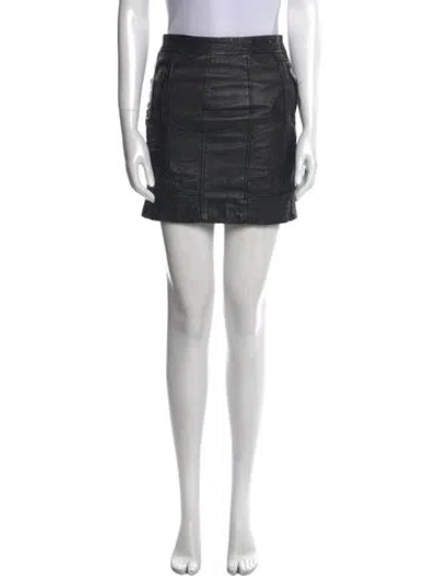 Pre-owned Allsaints Leather Mini Skirt In Black