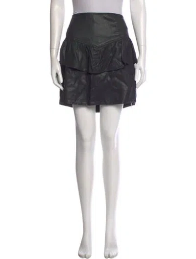 Pre-owned Allsaints Leather Mini Skirt In Black