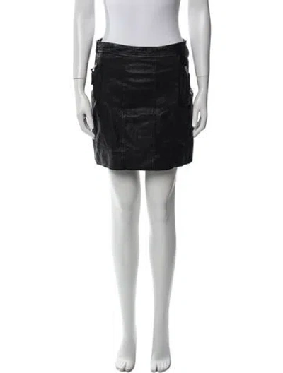Pre-owned Allsaints Leather Mini Skirt In Black