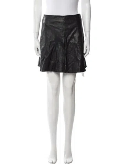 Pre-owned Allsaints Leather Mini Skirt In Black
