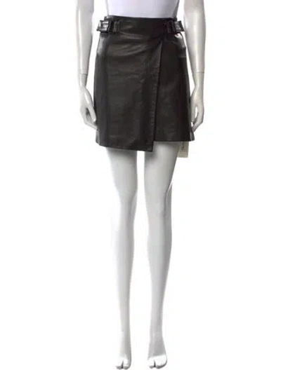 Pre-owned Allsaints Leather Mini Skirt In Black
