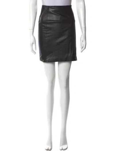 Pre-owned Allsaints Leather Mini Skirt In Black