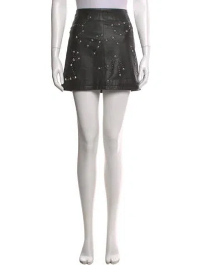 Pre-owned Allsaints Leather Mini Skirt In Black