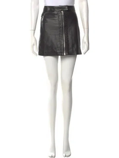Pre-owned Allsaints Leather Mini Skirt In Black
