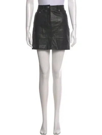 Pre-owned Allsaints Leather Mini Skirt In Black