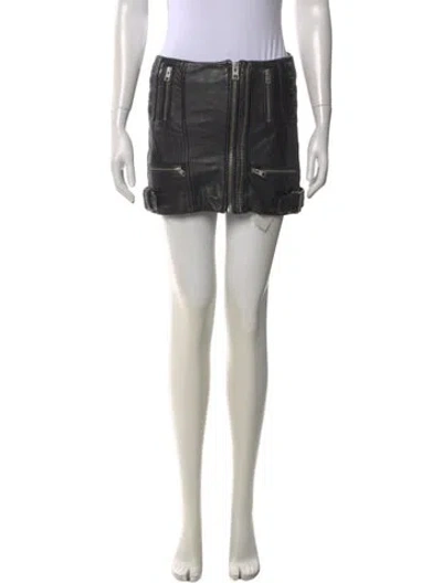 Pre-owned Allsaints Leather Mini Skirt In Black