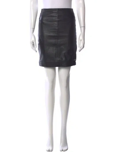 Pre-owned Allsaints Leather Mini Skirt In Black