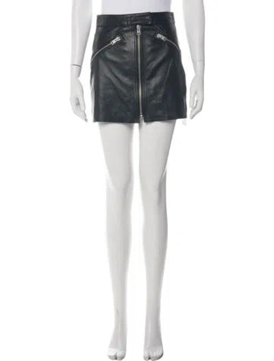 Pre-owned Allsaints Leather Mini Skirt In Black