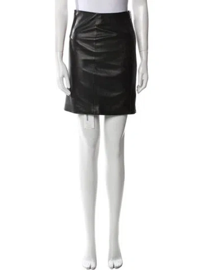 Pre-owned Allsaints Leather Mini Skirt In Blue