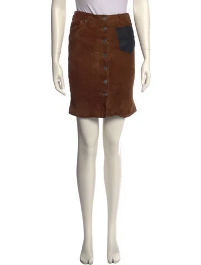 Pre-owned Allsaints Leather Mini Skirt In Brown