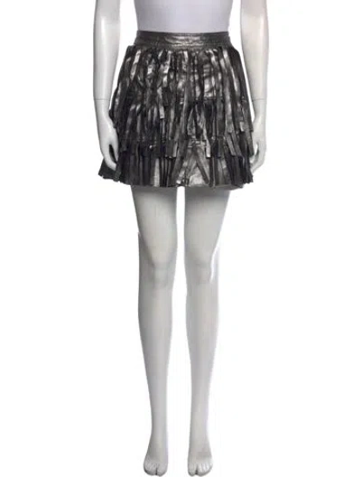 Pre-owned Allsaints Leather Mini Skirt In Gray