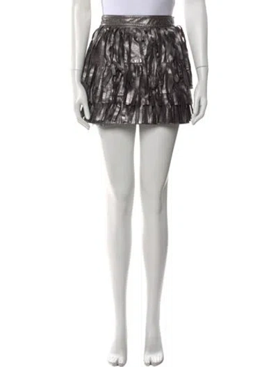 Pre-owned Allsaints Leather Mini Skirt In Gray