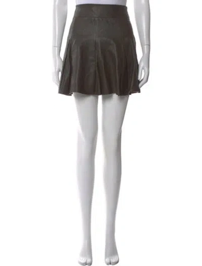 Pre-owned Allsaints Leather Mini Skirt In Gray