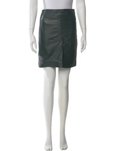 Pre-owned Allsaints Leather Mini Skirt In Green