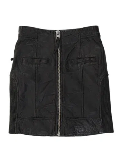 Pre-owned Allsaints Leather Mini Skirt In Grey