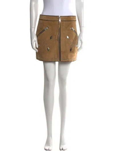 Pre-owned Allsaints Leather Mini Skirt In Neutral