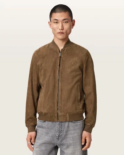 Allsaints Leather Morton Relaxed Fit Suede Bomber Jacket In Brown