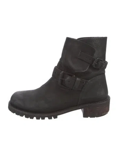 Pre-owned Allsaints Leather Moto Boots In Black