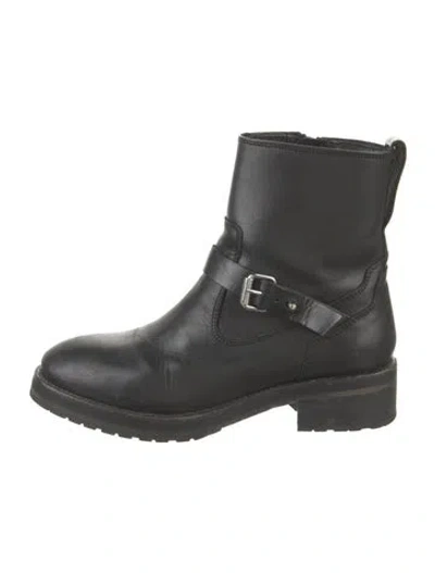 Pre-owned Allsaints Leather Moto Boots In Black