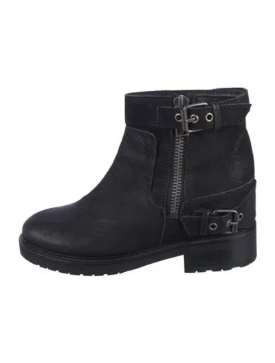 Pre-owned Allsaints Leather Moto Boots In Black