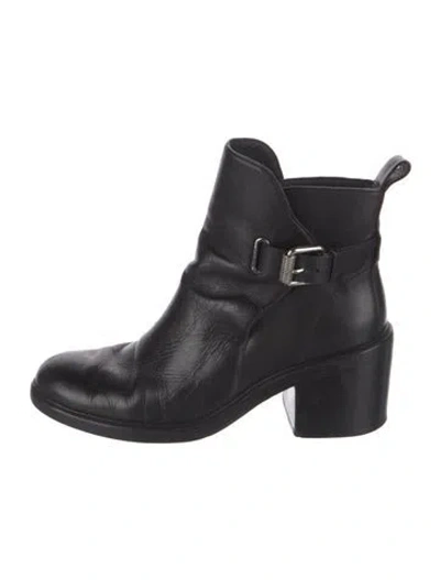 Pre-owned Allsaints Leather Moto Boots In Black