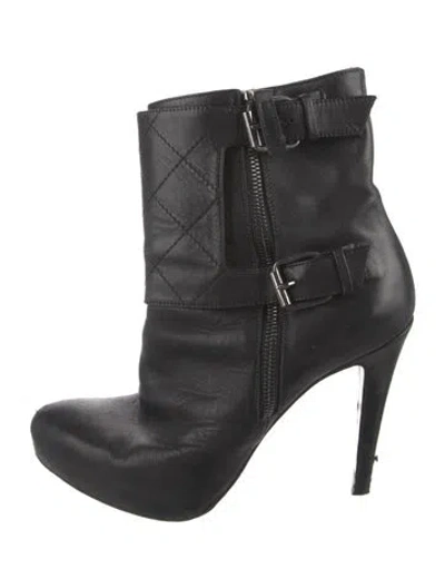 Pre-owned Allsaints Leather Moto Boots In Black