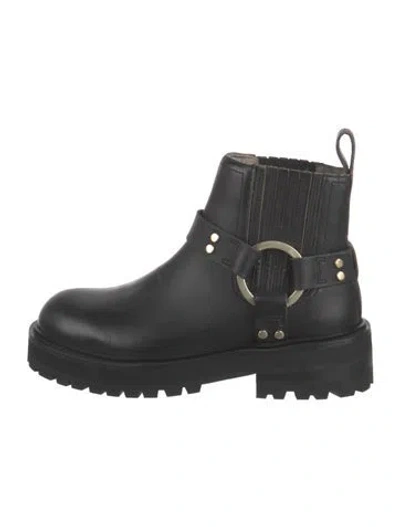 Pre-owned Allsaints Leather Moto Boots In Black