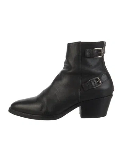 Pre-owned Allsaints Leather Moto Boots In Black