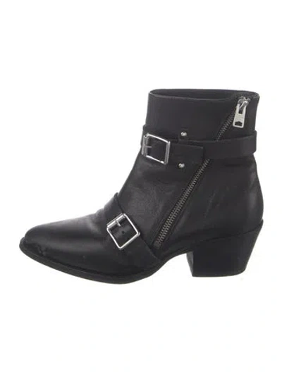 Pre-owned Allsaints Leather Moto Boots In Blue