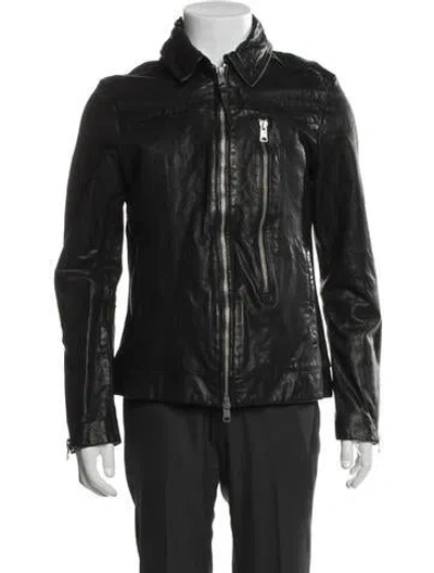 Pre-owned Allsaints Leather Moto Jacket In Black