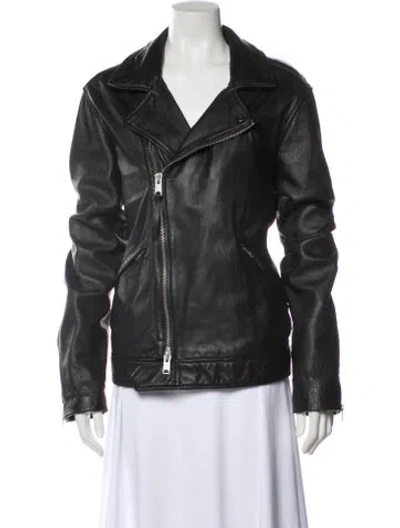 Pre-owned Allsaints Leather Moto Jacket In Black