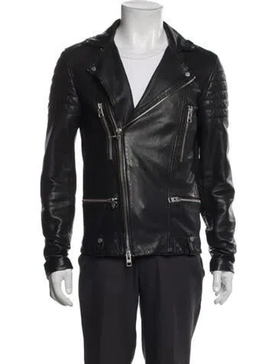 Pre-owned Allsaints Leather Moto Jacket In Black