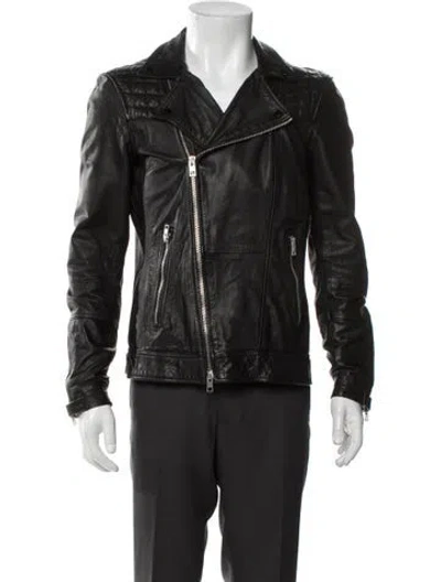 Pre-owned Allsaints Leather Moto Jacket In Black