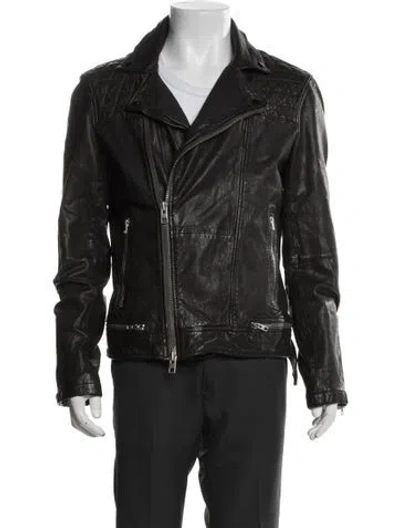 Pre-owned Allsaints Leather Moto Jacket In Black
