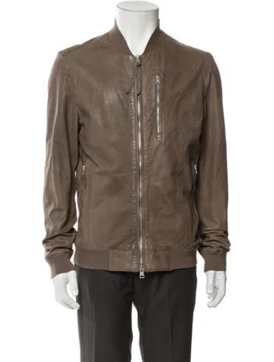 Pre-owned Allsaints Leather Moto Jacket In Brown
