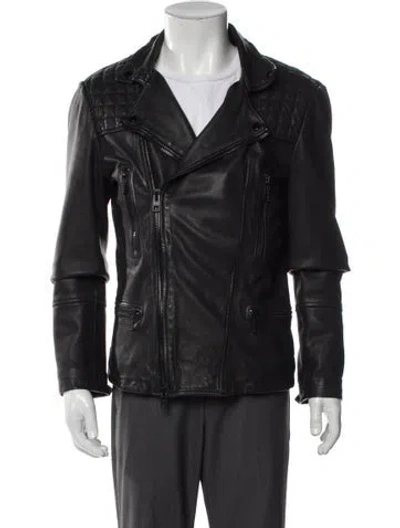 Pre-owned Allsaints Leather Moto Jacket In Brown