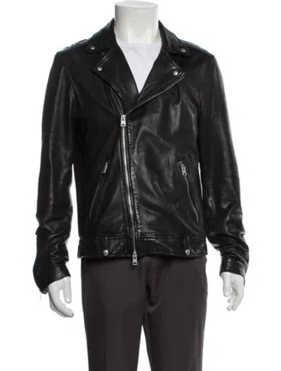Pre-owned Allsaints Leather Moto Jacket In Brown