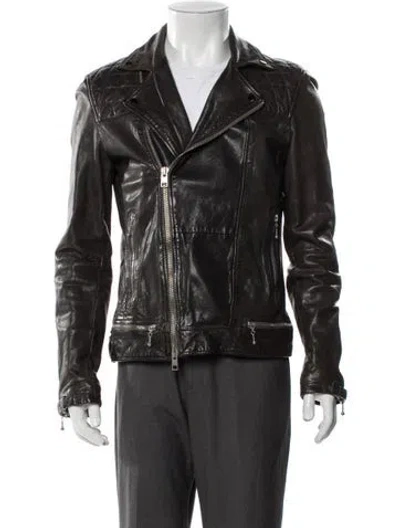Pre-owned Allsaints Leather Moto Jacket In Brown