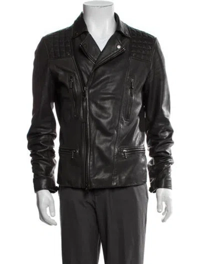 Pre-owned Allsaints Leather Moto Jacket In Brown