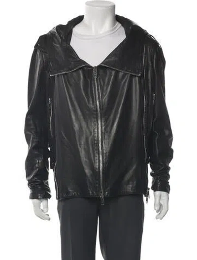 Pre-owned Allsaints Leather Moto Jacket In Gray