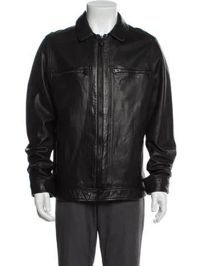 Pre-owned Allsaints Leather Moto Jacket In Gray
