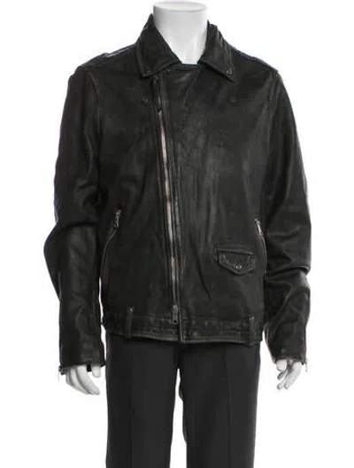 Pre-owned Allsaints Leather Moto Jacket In Green