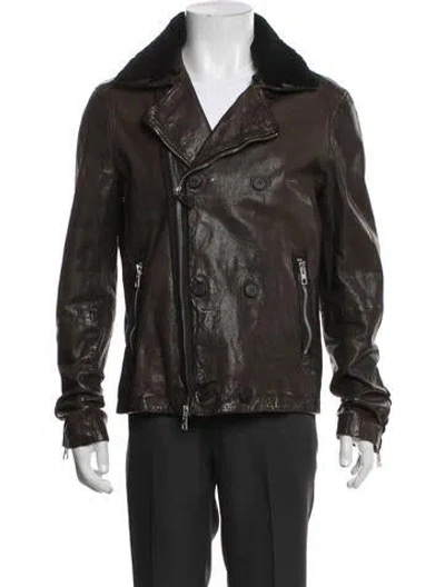 Pre-owned Allsaints Leather Moto Jacket In Green