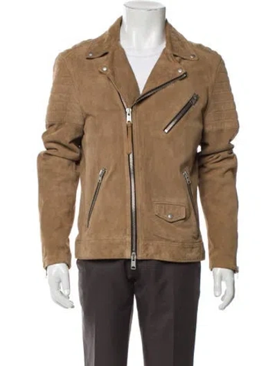 Pre-owned Allsaints Leather Moto Jacket In Neutral