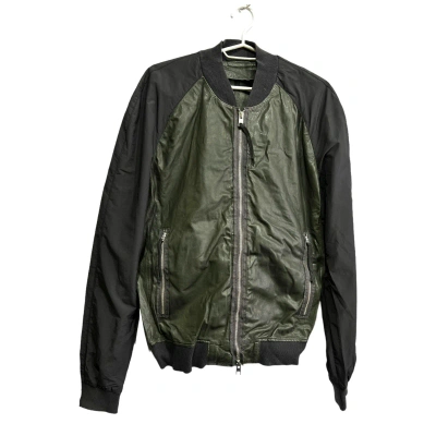 Pre-owned Allsaints Leather Nash Bomber Jacket Size L In Green