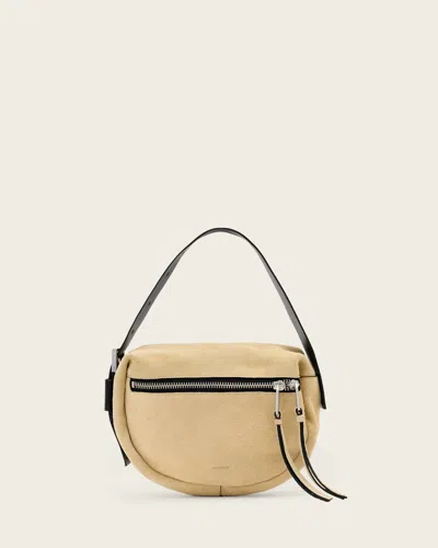 Allsaints Leather Noemie Mini Suede Shoulder Bag In Brown