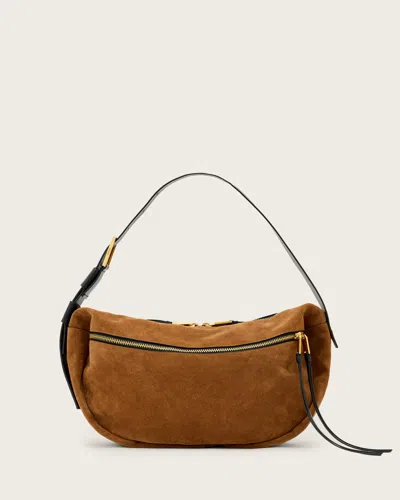 Allsaints Leather Noemie Suede Shoulder Bag In Pink